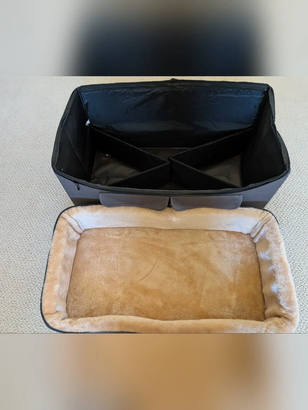 Petfit Plush Tan Lined Pet Bed with Gray Exterior